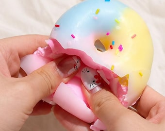 Pastel Wax Donut Squishy ASMR Toy, Crunchy Crack Sensory Fidget, Handmade Clay Based Wax Squishy, Dopamine Stress Relief