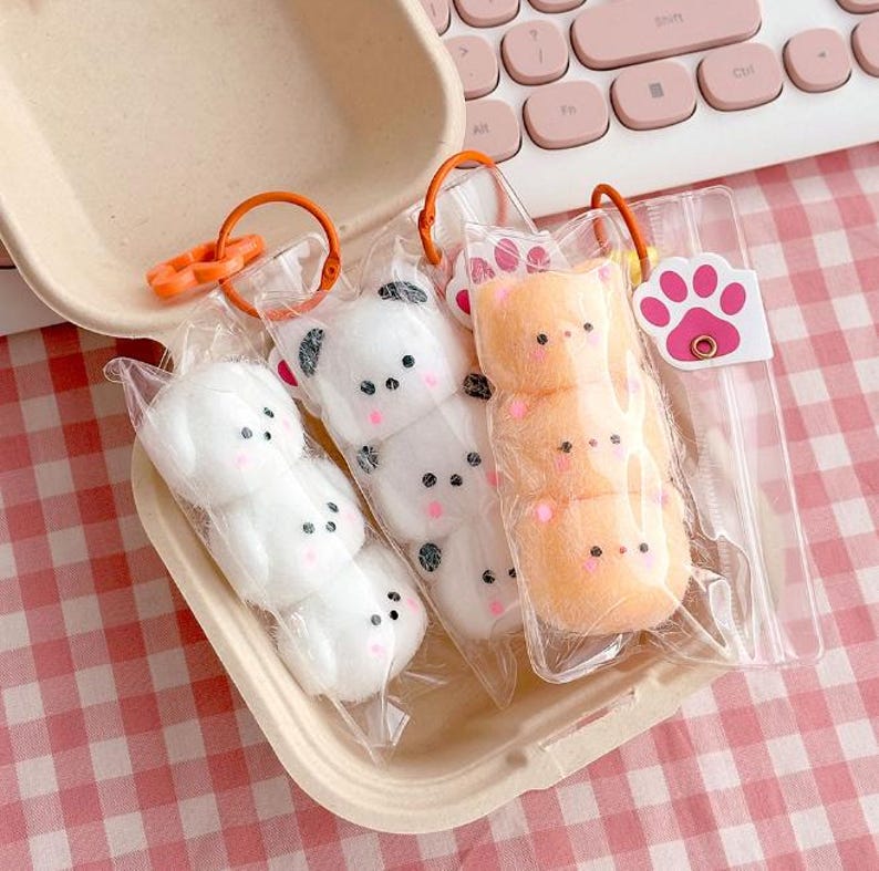 Squishy Key Rings Fluffy Squishy Keyring for Kids Birthday Party, Cute Animal Party Favor ...
