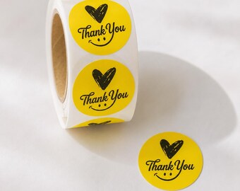 2 Inch Thank You Stickers Roll | Waterproof Round Packaging Labels | Small Business Thank You Stickers | Gift Wrap Seals | 100-500 PCS