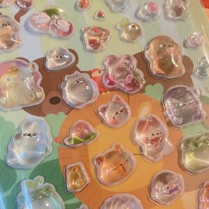 3D Crystal Puffy Sticker Sheet | Kawaii Sugarland Series | Jelly Bear Strawberry Pink Cat | Korean Deco Polco Toploader | DIY Phone Case image 12