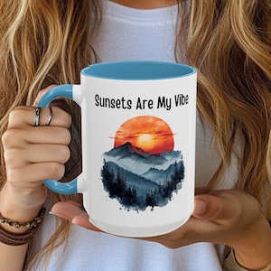 personalized artistic sunset coffee mug gift for her him, positive inspirational coffee tea cup gift for nature lover, birthday xmas gift