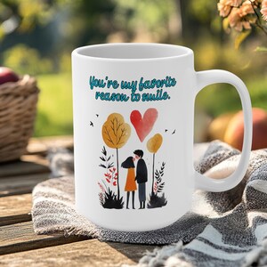 you&#39;re my favorite reason to smile mug gifts for her him, valentines gifts for girlfriend boyfriend, unique wife gifts, mug gift for husband
