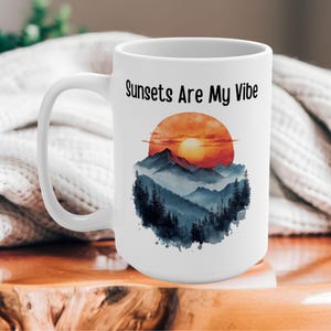 personalized artistic sunset coffee mug gift for her him, positive inspirational coffee tea cup gift for nature lover, best friend mug gift