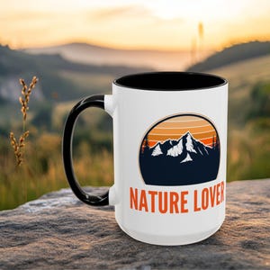 custom nature inspired camping coffee mug for her him, birthday gift coffee cup for nature lover, best wilderness mug gift for hiker lover