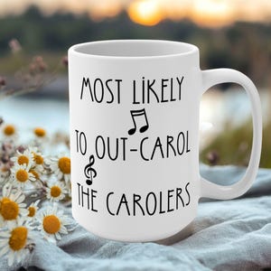 custom funny christmas mug gift for singer, sarcastic holiday coffee cup xmas gift for her him, funny festive birthday gift for best friend