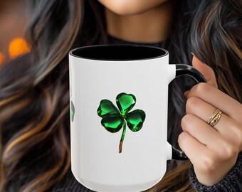 St Patrick's Day Lucky clover Accent Coffee Mug gift for her him, Shamrocks shirts, best gifts for her, best gifts for him, Irish mug gifts