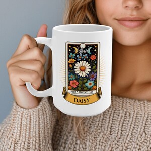 custom April birth flower daisy mug gift for her him, zodiac birthday gift for best friend, anniversary mug gift for husband wife xmas gift