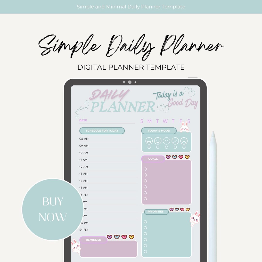 Simple Daily Planner Printable | Pastel Daily Schedule | Undated To-do ...