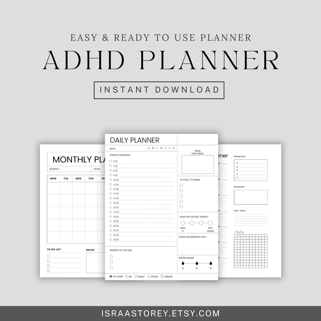 ADHD Daily Planner Printable | Focus & Productivity Organizer ...