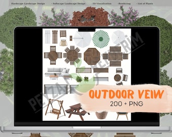 2D Landscape PNG Set: Garden Design Elements (Digital Download)
