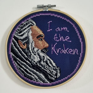 I Am The Kraken, Pirate,  counted cross stitch pattern, chart