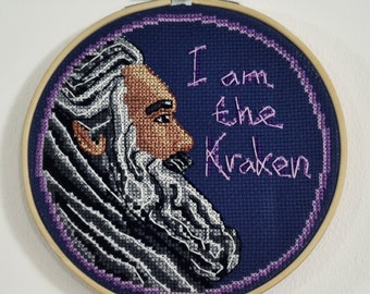 I Am The Kraken, Pirate,  counted cross stitch pattern, chart