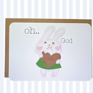 Funny Bunny Cookie Postcard – Cute Animal Lover Gift