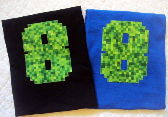 Minecraft Inspired Birthday Shirt Boys Birthday Shirt Eight Etsy