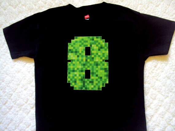 Minecraft Inspired Birthday Shirt Boys Birthday Shirt Eight Etsy