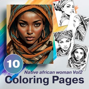 African Woman Portraits Coloring Book: Light & Dark Versions (Printable PDF)