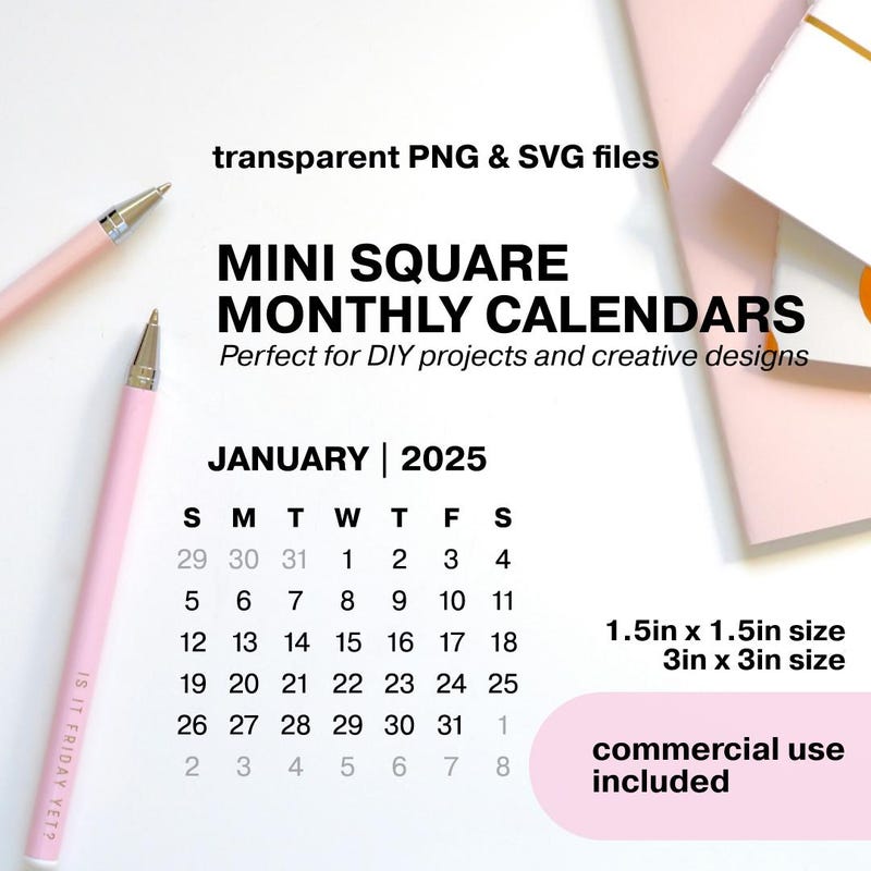 Square Calendar Design 2025 Etsy