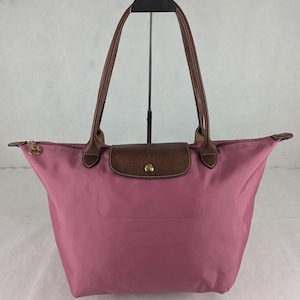 Longchamp Le Pliage Tote Bag Pink Nylon Leather Medium Bag Made in China