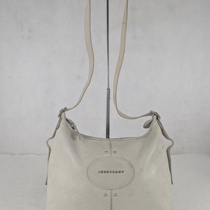 Longchamp Le Pliage Quadri White Hobo Shoulder/Crossbody Bag Ship Fast AUTHENTIC