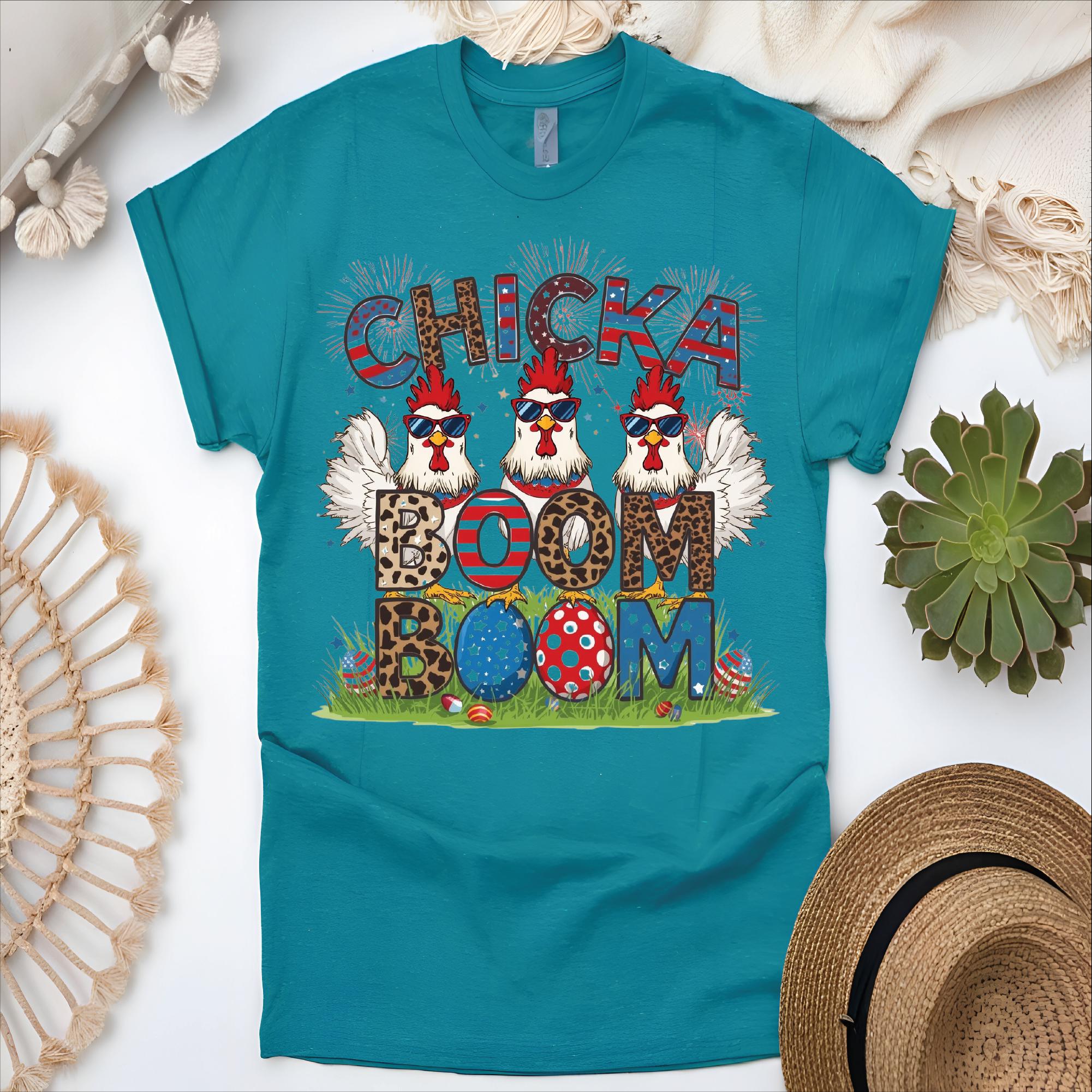 Chicka Boom Boom DTF, Funny Patriotic Chicken Head Press, Memorial Day ...