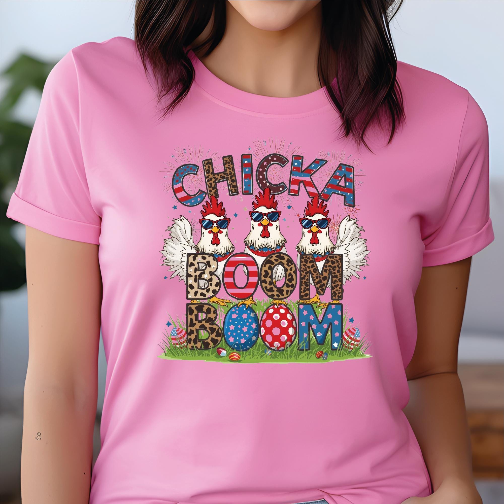 Chicka Boom Boom DTF, Funny Patriotic Chicken Head Press, Memorial Day ...