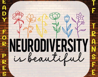 Autism Neurodiversity Flower DTF Transfer, Ready To Press