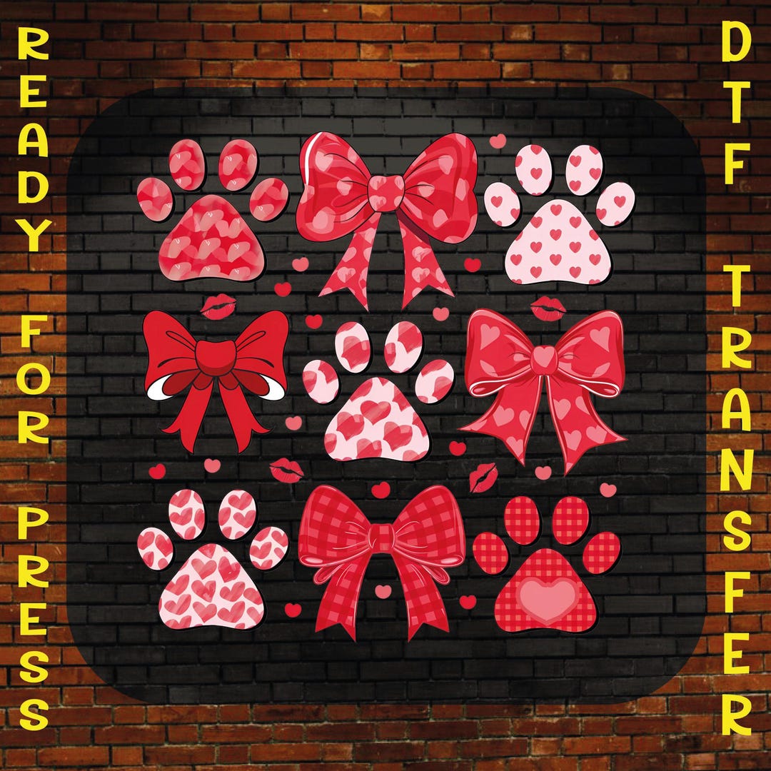Paw Coquette Valentine's Day Ready to Press, Dog Valentines Day Heat ...
