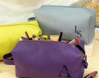 Personalisierter Leder-Kulturbeutel, gravierte Kosmetiktasche für Reisen für Sie