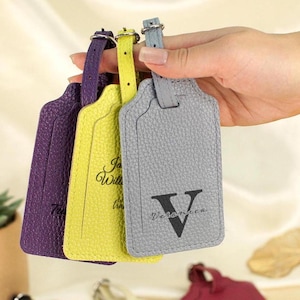 Leren bagage-ID-tag, op maat gegraveerd naamlabel, gepersonaliseerde kofferbagagelabels, uniek cadeau voor reizigers en zakenreizen