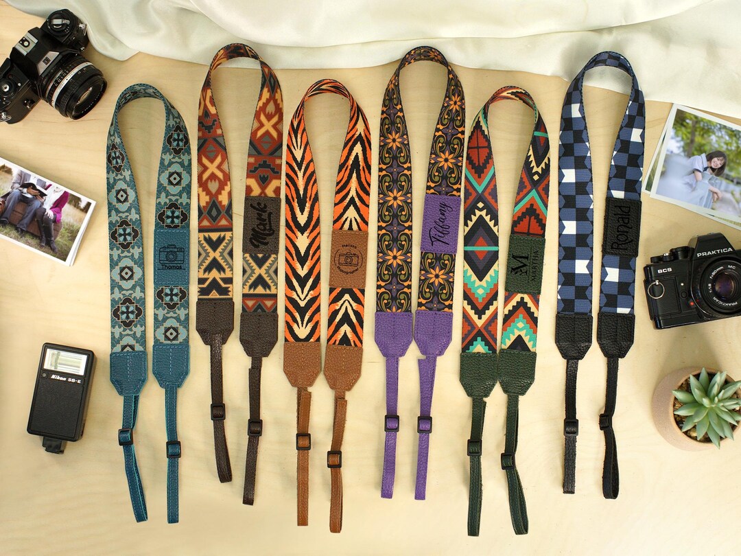 Camera Strap, Printed Pattern Camera Straps With Name or Logo Engraved ...