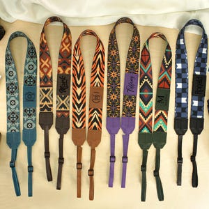 Camera Strap, Printed Pattern Camera Straps with Name or Logo Engraved, Christmas Gifts for Photographer, Personalized Camera Accessories