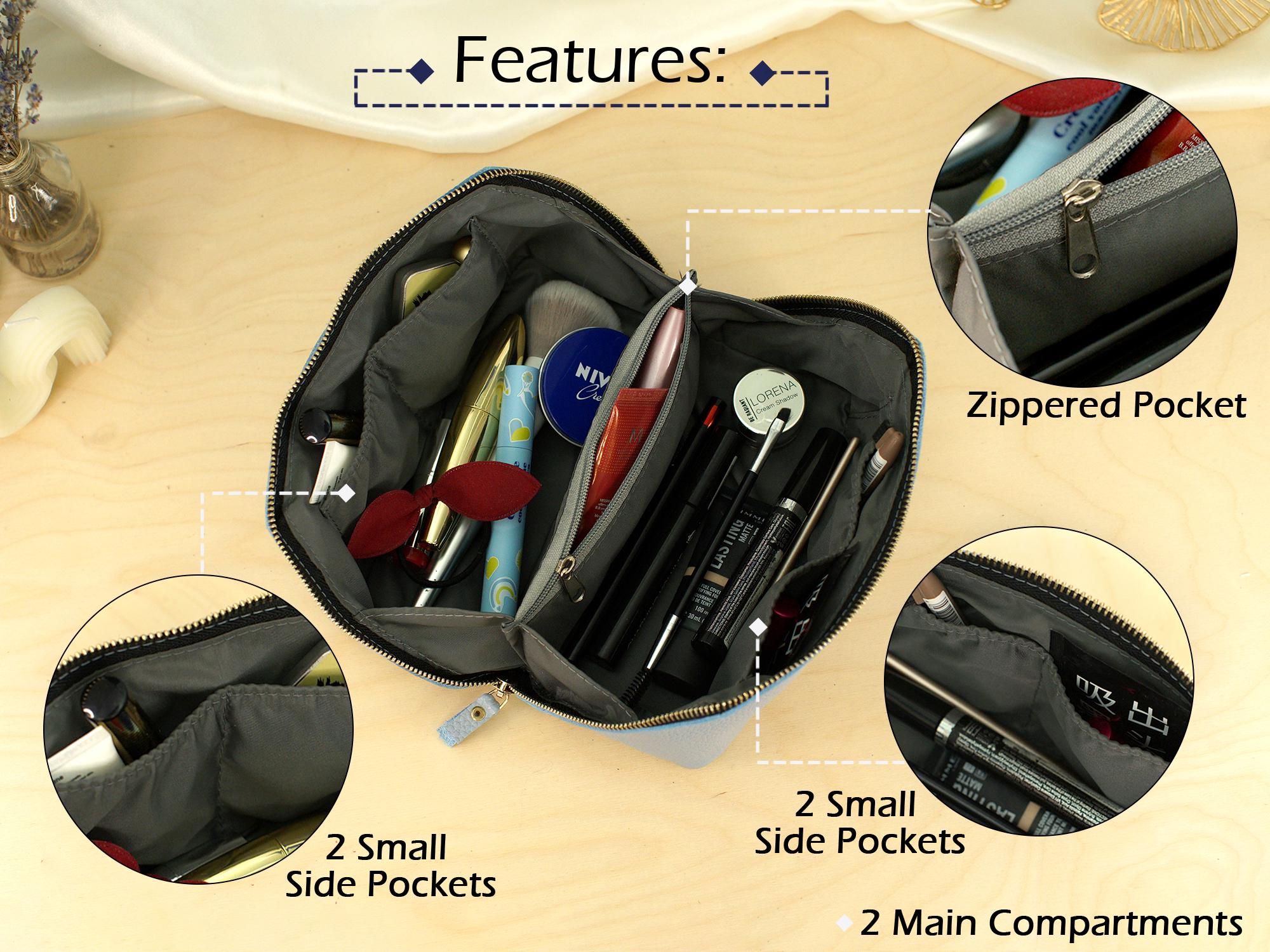 Personalized Makeup Bag with Engraved Name, Customized Wedding Bridesmaid Pouch, Leather Cosmetic Bag for Women, Travel Storage Organizer