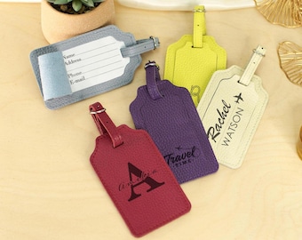 Unique Handmade Leather Luggage Tag with Custom Engraved Name, Personalized Travel Tags, Durable Suitcase ID Tag, Best Gift for Travel
