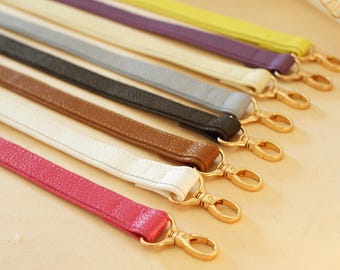 Personalized Leather Bag Strap, Adjustable Crossbody Replacement with Gold Hardware