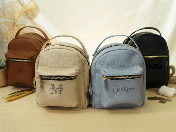 Mini Leather Backpack Purse for Women, Personalized Small Backpack, Custom Engraved Bag, Travel Daypack, Birthday Gift for Her