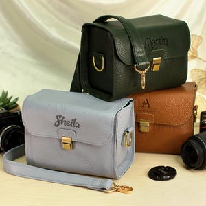 Custom Leather Camera Bag for DSLR & Mirrorless, Handmade Protective Camera Case, Personalized Crossbody Camera Purse, Photography Gift
