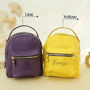 Mini Leather Backpack Purse for Women, Personalized Small Backpack, Custom Engraved Bag, Travel Daypack, Birthday Gift for Her image 16