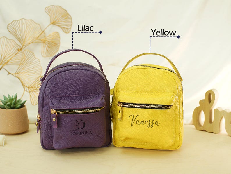 Mini Leather Backpack Purse for Women, Personalized Small Backpack, Custom Engraved Bag, Travel Daypack, Birthday Gift for Her image 16