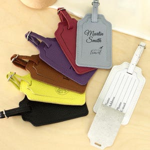 Personalized Leather Luggage Tags, Engraved Luggage Name Tag for Suitcase, Custom Travel Tag, Wedding Favors, Bridesmaid Gifts, Cruise Gift