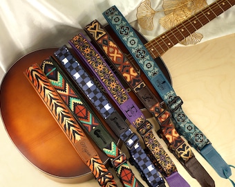 Correa de guitarra ajustable con estampado personalizado, correa de guitarra personalizada con nombre o logotipo grabado, regalo perfecto para músicos, correas de diseño único