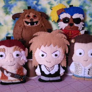 Made to Order - 100% Handmade felt Ornaments Labyrinth Sarah Jareth Ludo Didymus Hoggle Ello Worm