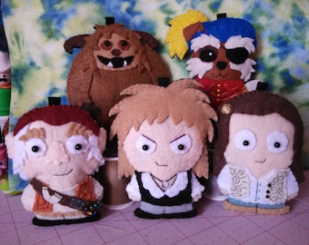 Made to Order - 100% Handmade felt Ornaments Labyrinth Sarah Jareth Ludo Didymus Hoggle Ello Worm