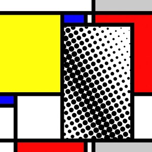 Abstract Geometric Art, Pop Art, Mondrian style, modernism, Canvas Art Print - Gallery Wrap Canvas, SQUARESVILLE NO. 15