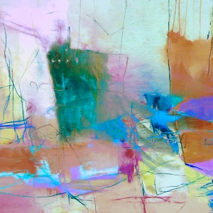 Abstract Canvas Fine Art Print - Airport Fog - Gallery Wrap Frame, Abstract Mixed Media Painting