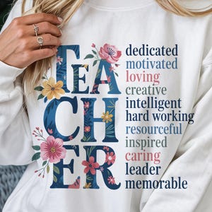 Teacher Floral Png, Teach Love Inspire Png, Teacher Png,Teacher Gift Png,Teacher Appreciation Png, Teacher Jesus png, Floral Teacher, Floral
