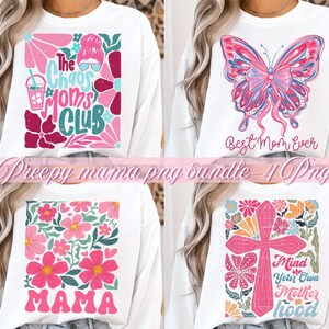 Floral mama png bundle, Floral mama png, motherhood png, Preppy Coquette Png, Mama Png, Preppy Mama Png, Mama Floral Png, Retro mama png