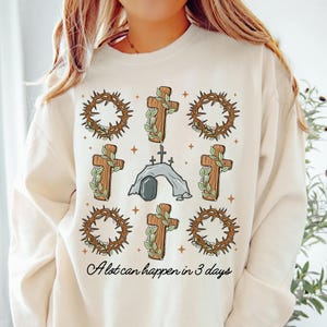 A lot can happen in three days png, easter png, easter vibes png, retro easter png, spring shirt design, bible verse png, Retro Easter png