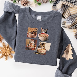 Camiseta de gato con fideos, sudadera con gato, camiseta de gato ramen, camiseta de mamá gata, camiseta de gato, camiseta de amante de los gatos, camiseta de amante de los animales, camiseta de amante de los gatos, regalo para mamá