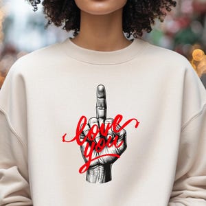 Camiseta con gesto de la mano con la frase "Te amo" - Camiseta minimalista para el día de San Valentín - Camiseta con el signo del amor bonito - Regalo de amor sarcástico - Camiseta para el día de San Valentín