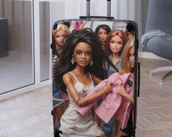 Maleta personalizada de Angry Doll, Las chicas se pelean, equipaje de mano rígido, accesorio de viaje personalizado